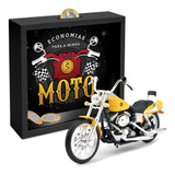 Moto Miniatura Metal 1:18 Harley + Cofre Dinheiro Economias