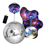 Motor Disco Luzes Giratório 9 Rmp 24 Leds + Globo Espelhado
