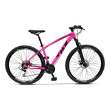 Mountain Bike Tkz Alumínio Yatagarasu 2024 Aro 29 17 21v Freios De Disco Mecânico Câmbio Shimano Cor Rosa Preto