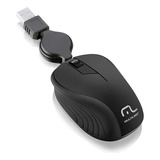 Mouse Com Fio Retrátil Multilaser 1200dpi Usb Notebook Mo231 Cor Preto