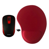 Mouse Vermelho Sem Fio Hoopson Ms036wvr + Mousepad Vermelho