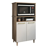 Móveis Paraná Ana Forno Balcão Forno Armário Base Microondas Cozinha Branco 61cm Cor Naturale E Fff White