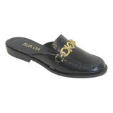 Mule Feminino Sua Cia Napa Verniz Snake Preto 8311-14728