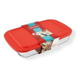 Nadir Refratório Travessa Vidro Lasanheira 3l Marinex Tampa Com Cor Vermelho