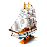 Navio Caravela Barco Madeira Enfeite 24cm Decoração Coleção
