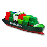 Navio Evergreen Conteiner Com Deck - Decorativo Brinquedo