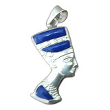 Nefertiti Busto Rainha Pingente Prata 925 Azul Turquesa