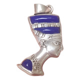 Nefertiti Busto Rainha Pingente Prata925 Cor Lápis Lázuli G