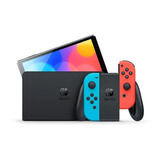 Nintendo Switch Oled 64gb - Controle Azul E Vermelho Neon