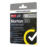 Norton 360 Advanced 10 Dispositivos 12 Meses. Envio Imediato