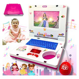 Notebook Brinquedo Laptop Infantil Musical Luz Criança Cor Rosa