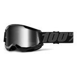 Óculos 100% Strata2 Black Off Road Motocross Trilha Enduro Cor Da Armação Preto Cor Da Lente Espelhada - Silver