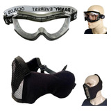  Oculos Ca Airsoft Tatico Mascara Meia Face Proteçao Orelha Militar Paintball