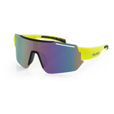 Óculos Ciclismo Proteção Uv 400 Kaus Verde Limão Alma Genius Armação Verde-limão Lente Azul-turquesa