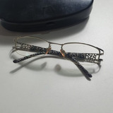 Óculos De Grau Usado Play Boy Bom Estado Oval Preto E Metal