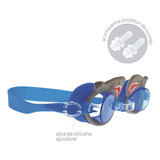 Óculos De Natação Bebê Proteção Uv+ Protetor Ouvido Infantil Cor Tubarão Azul