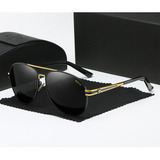 Óculos De Sol Bmw Aviador Masculino Polarizado Luxuoso Cor Dourado Cor Da Lente Preto