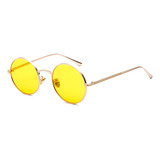 Óculos De Sol Bulier Modas John Lennon, Cor Amarelo Armação De Aço, Lente De Policarbonato Haste De Aço