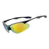Óculos De Sol Esportivo Com Lentes Espelhadas E Polarizada Cor Da Armação Cinza Cor Da Haste Cinza Cor Da Lente Amarelo Desenho Máscara
