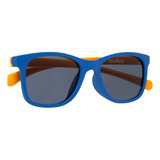Óculos De Sol Infantil Armação Flexível Proteção Uv400 Buba Cor Da Armação Azul Cor Da Haste Amarelo Cor Da Lente Preto