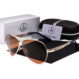 Óculos De Sol Mercedes Benz Metal Polarizado Uv400 Luxo Cor Marrom Armação Marrom Lente Marrom