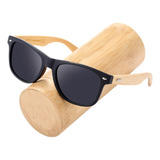 Óculos De Sol Polarizados Pinkman Bambu Madeira Bambu Armação De Acetato, Lente Preto/bambu De Policarbonato Haste De Bambu