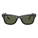 Óculos De Sol Ray-ban Wayfarer Classic Large Armação E Haste De Acetato Cor Polished Black, Lente Green De Cristal Clássica - Rb2140