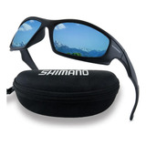 Óculos De Sol Shimano Lente Polarizada Uv400 Azul Pesca Bike