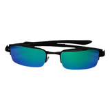Óculos De Sol Sm Sol Único Armação De Metal Cor Prata, Lente Azul/verde De Policarbonato Espelhada/degradada