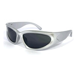 Óculos De Sol Y2k Oval Prata Espelhado Estile Hype Rapper
