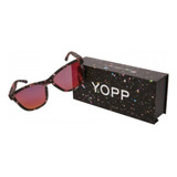 Óculos De Sol Yopp Polarizado Uv400 Grafite Respingo Armação Preta Estilizada Lente Rosa Espelhada