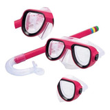 Óculos Mergulho Snorkel Infantil Juvenil Silicone Natação Cor Rosa