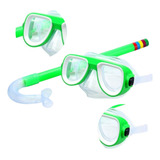 Óculos Mergulho Snorkel Infantil Juvenil Silicone Natação Cor Verde