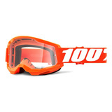 Óculos Motocross 100% Strata 2 Lente Anti Embaçante Enduro Cor Da Armação Orange Cor Da Lente Transparente Tamanho Único