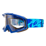 Óculos Motocross Adulto Pro Tork Blast Armação Azul Lente Branco