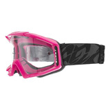 Óculos Motocross Adulto Pro Tork Blast Armação Rosa Lente Branco