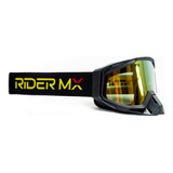 Óculos Motocross Rider Mx Premium Lente Espelhada Cor Da Armação Preto