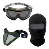 Oculos Tatico Airsoft Mascara Meia Face Tela Balaclava
