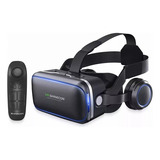 Óculos Vr Realidade Virtual 3d Com Fone De Ouvido E Controle Cor Preto