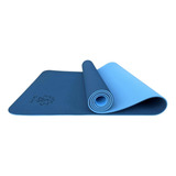Om Joy Tapete Yoga Mat Tpe Esteira Pilates Exercícios Reciclável Sustentável 183x61cm 6mm Om Joy Azul Escuro E Azul Claro