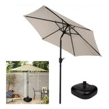Ombrelone Com Base Manivela 2,5m Para Piscina De Mesa Bege Liso