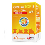Omega Top 3 C 40 Cáp. Moles Saborosas 1000mg P/ Cães E Gatos