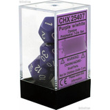 Opaque Purple/white Polyhedral 7-die Set - Chessex
