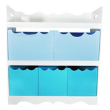 Organizador C/ 5 Divisórias Brinquedos Tons De Azul Mdf 9mm