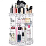 Organizador Grande Manothor Porta Maquiagem Elegante Giratório 360° Guarda Cosmético Perfume Creme Corpo Facial Lápis Olho Rimel Blush Paleta Sombra Base Corretivo Batom Iluminador Pincel Gloss