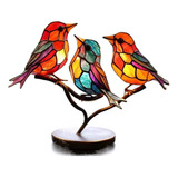 Ornamento De Liga De Pássaro Com Galho De Vidro Manchado
