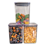 Pack 3 Potes Para Alimentos Qualyplas Hermetico 1l Acrilico Transparente