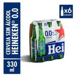 Pack Cerveja Heineken Zero Álcool Garrafa 330ml - 6 Unidades