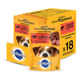 Pack Ração Úmida Pedigree Para Cães Adultos Raças Pequenas Sachês Carne 100g - Caixa Com 18 Unidades