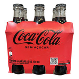 Pack Refrigerante Sem Açúcar Coca-cola Vidro 6 Unid 250ml
